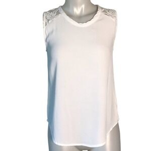ELODIE WHITE MUSCLE‎ TANK WITH LACE DETAIL